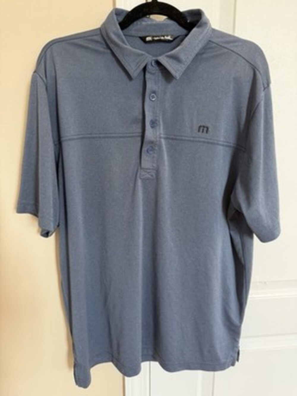 Travis Mathew Men's Short Sleeve Polo Shirt Blue Size Large